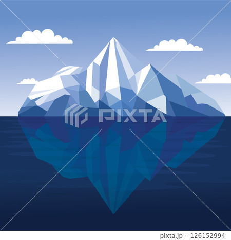 Frozen Iceberg Ice Mountain Glacier Nature Landscape Floating on Blue Sea Ocean in Bright Sky 126152994