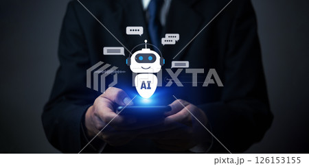 AI concept helps businesses, intelligent chatbot, customer support technology, cutting-edge communication Suitable for digital business, IT, marketing, online services AI concept helps businesses, intelligent chatbot, customer support technology, cutting-edge communication Suitable for digital business, IT, marketing, online services 126153155