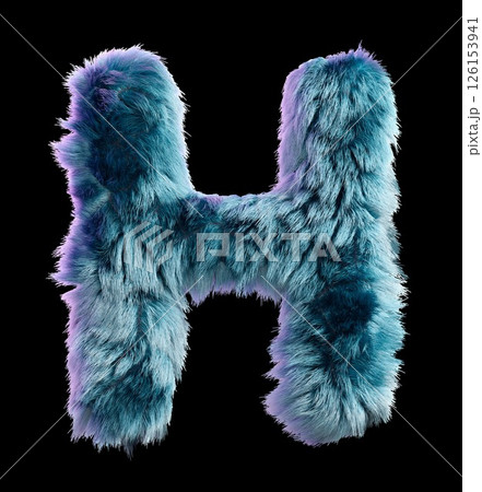 Blue Furry Letter H on a White Background Artfully Designed 126153941
