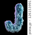 Furry Blue Letter J Isolated on White Background in Creative 3D Design Style 126153991
