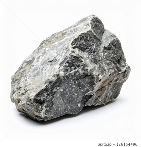 Old stone with cracks and scratches over white background 126154496