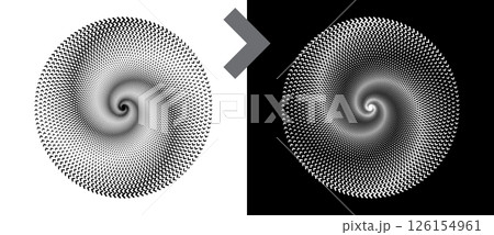 Abstract background with arrows in circle. Art design spiral as logo or icon. A black figure on a white background and an equally white figure on the black side. 126154961