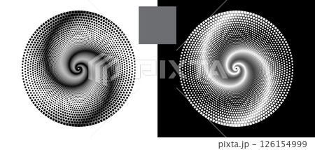 Abstract background with squares in circle. Art design spiral as logo or icon. A black figure on a white background and an equally white figure on the black side. 126154999