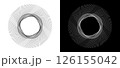 Lines in spiral or circle. A black figure on a white background and an equally white figure on the black side. 126155042