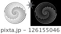 Abstract background with stars in circle. Art design spiral as logo or icon. A black figure on a white background and an equally white figure on the black side. 126155046