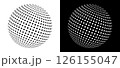 Globe planet concept with dots. Art design as icon or logo. Black shape on a white background and the same white shape on the black side. 126155047