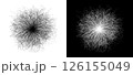 Abstract background with lines in chaos like fireworks. A black figure on a white background and the same white figure on the black side. 126155049