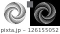 Abstract background with squares in circle. Art design spiral as logo or icon. A black figure on a white background and an equally white figure on the black side. 126155052