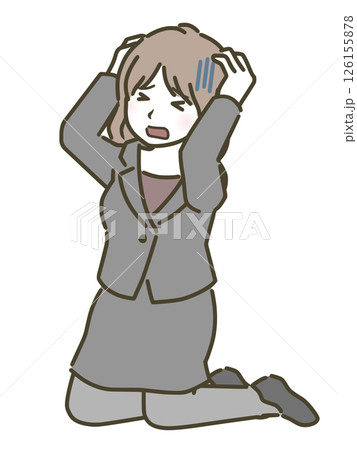 頭を抱える若い女性(スーツ) 頭を抱える若い女性(スーツ) 126155878