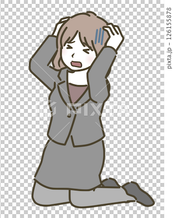 頭を抱える若い女性(スーツ) 頭を抱える若い女性(スーツ) 126155878