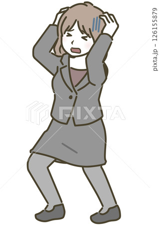 頭を抱える若い女性（スーツ） 126155879