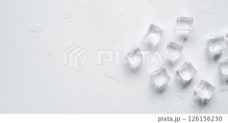 Melting ice cubes on a white background 126156230