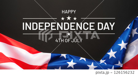 Black background with American flag. Black background with American flag. 126156232