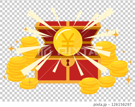 日元符號硬幣和寶箱 126156297