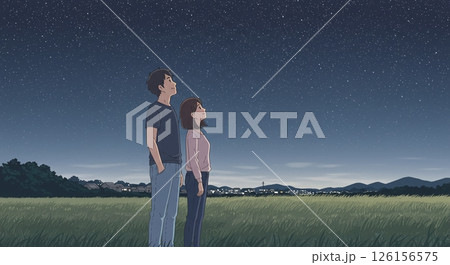輝く星空：静かに見上げる二人 126156575