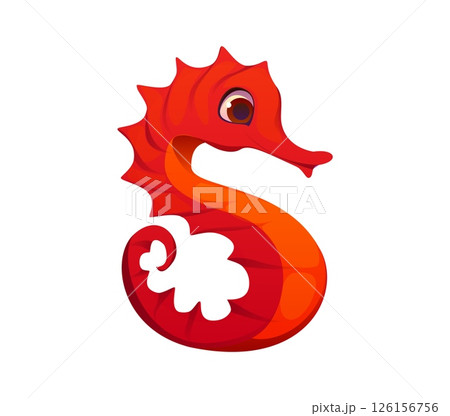 Letter S kids sea animal alphabet as vibrant red seahorse. Cartoon cute abc hippocampus marine character type for children education and fun learning. Funny zoo mascot font, children English typeface Letter S kids sea animal alphabet as vibrant red seahorse. Cartoon cute abc hippocampus marine character type for children education and fun learning. Funny zoo mascot font, children English typeface 126156756