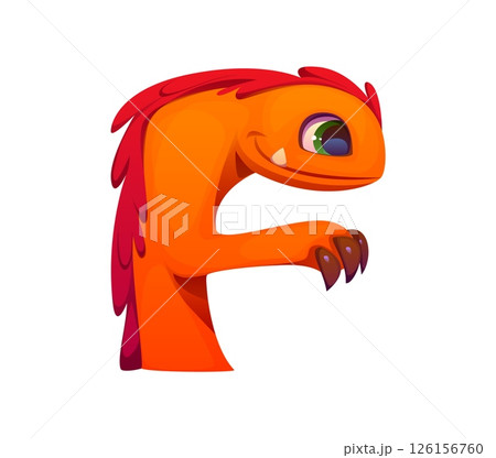 Crazy monster character cartoon font letter F. Bugaboo or bogle personage typeface symbol, bizarre Halloween creature vector English alphabet type letter. Spooky fantasy scarecrow kids ABC font sign Crazy monster character cartoon font letter F. Bugaboo or bogle personage typeface symbol, bizarre Halloween creature vector English alphabet type letter. Spooky fantasy scarecrow kids ABC font sign 126156760