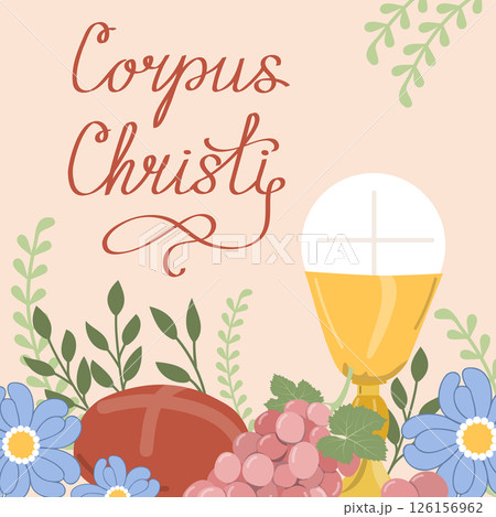 Corpus Christi Catholic religious holiday greeting card.  126156962