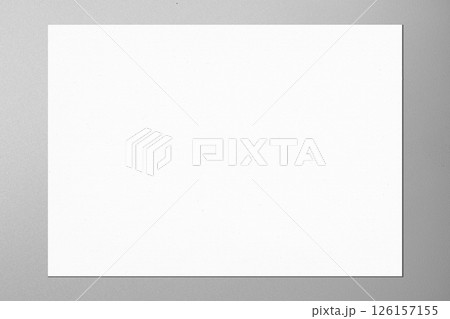 Top view of business letterhead on gray background. Blank paper or sheet. Mockup or copy space for your design Top view of business letterhead on gray background. Blank paper or sheet. Mockup or copy space for your design 126157155