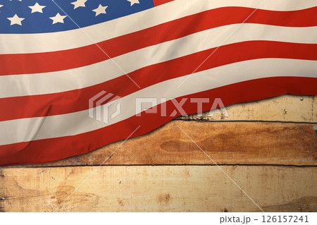 American flag on a wooden background. Concept of Memorial Day, Remember and Honor American flag on a wooden background. Concept of Memorial Day, Remember and Honor 126157241