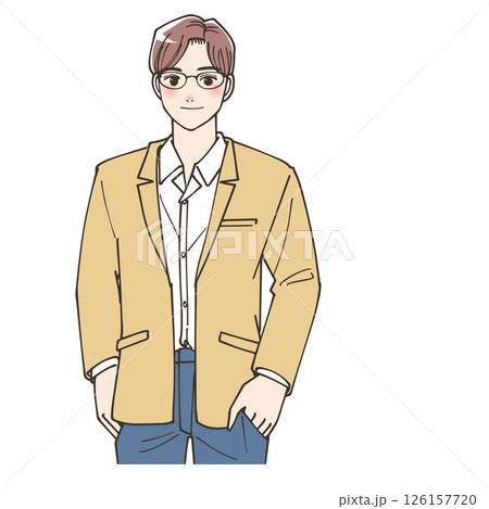 メガネをかけたビジネスマンのイラスト メガネをかけたビジネスマンのイラスト 126157720