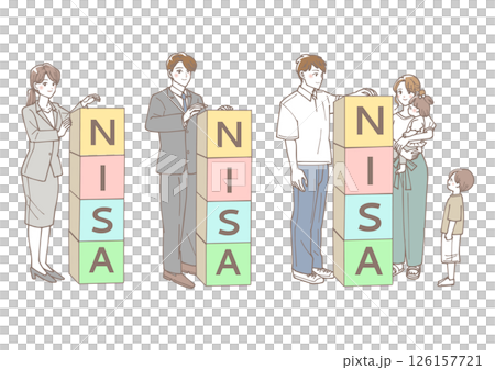 一群人正在堆放寫有「Nisa」字樣的積木 126157721
