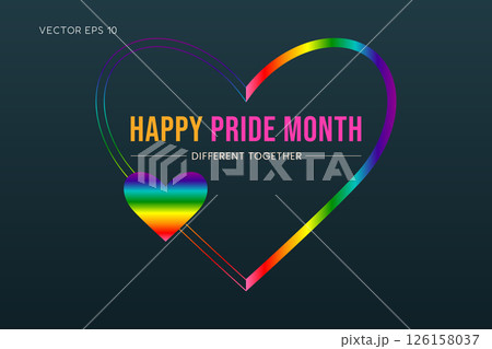 Happy Pride Month Different Together Rainbow Heart Outline 126158037