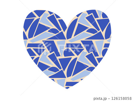blue mosaic heart made from fragments vecrot illustration 126158058