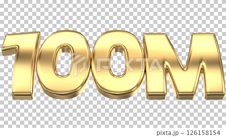 number 100m gold 3d render  126158154