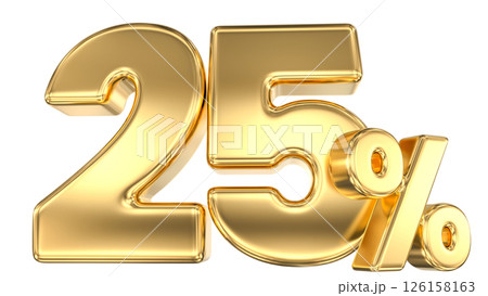 number 25 gold 3d render 126158163