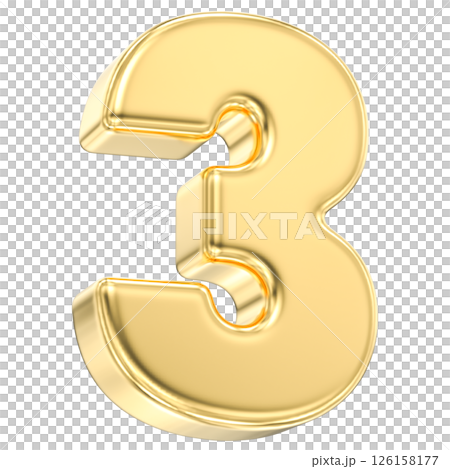 number 3 gold 3d render number 3 gold 3d render 126158177