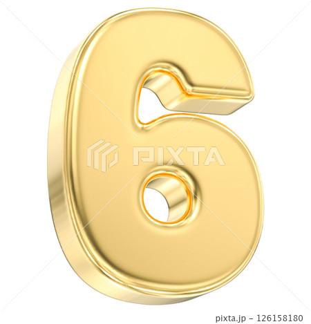 number 6 gold 3d render 126158180