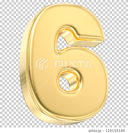 number 6 gold 3d render 126158180