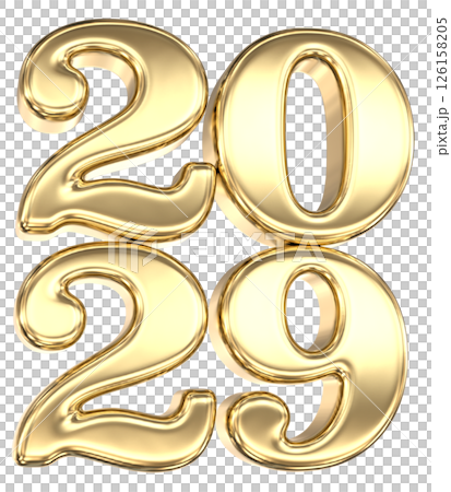 happy new year number 2029 gold 3d render happy new year number 2029 gold 3d render 126158205