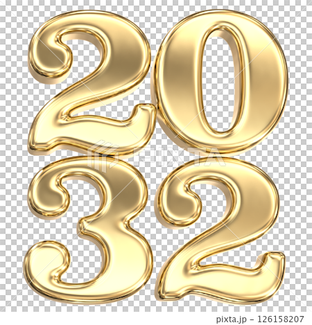 happy new year number 2032 gold 3d render happy new year number 2032 gold 3d render 126158207