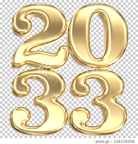happy new year number 2033 gold 3d render happy new year number 2033 gold 3d render 126158208