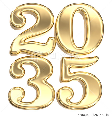 happy new year number 2035 gold 3d render 126158210