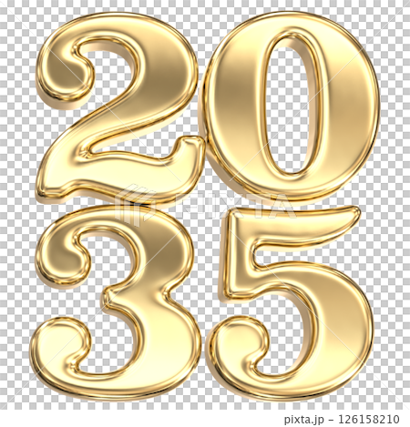 happy new year number 2035 gold 3d render 126158210