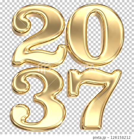 happy new year number 2037 gold 3d render happy new year number 2037 gold 3d render 126158212