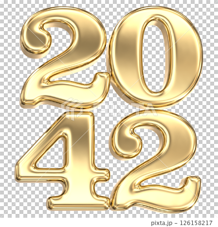 happy new year number 2042 gold 3d render happy new year number 2042 gold 3d render 126158217