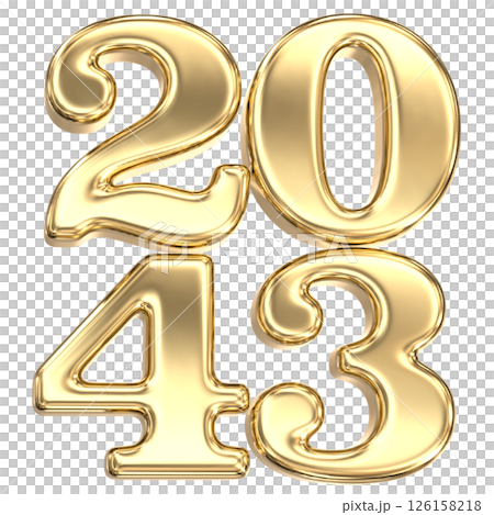 happy new year number 2043 gold 3d render happy new year number 2043 gold 3d render 126158218