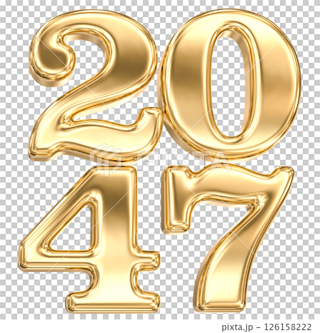 happy new year number 2047 gold 3d render happy new year number 2047 gold 3d render 126158222