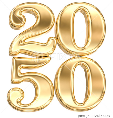 happy new year number 2050 gold 3d render 126158225