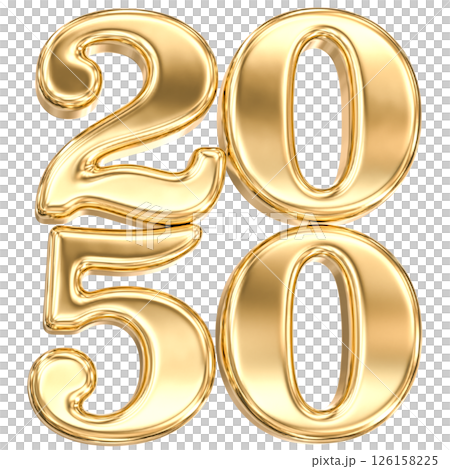happy new year number 2050 gold 3d render 126158225