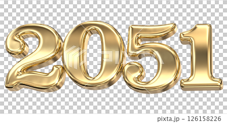 happy new year number 2051 gold 3d render 126158226