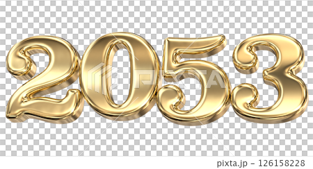 happy new year number 2053 gold 3d render happy new year number 2053 gold 3d render 126158228
