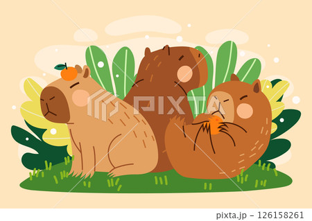 Flat Capybara Resting Composition 126158261