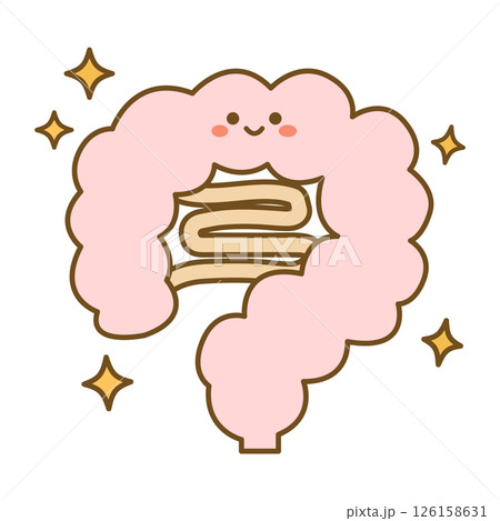 かわいい元気な腸のイラスト　線画 126158631