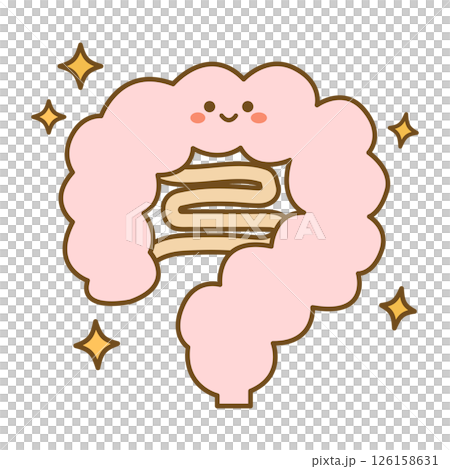 かわいい元気な腸のイラスト　線画 126158631