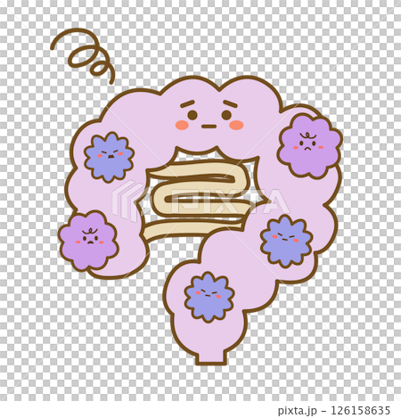 充滿有害細菌的病腸 — 線條畫 126158635